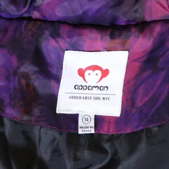 Host Pick Appaman Girls Down Puffer Jacket Hip Length Hooded Purple Black 14 - Picture 12 of 16